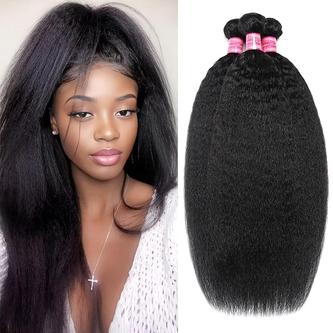 Yaki Straight Kinky Straight Bundles Human Hair 18 18 18 Inch 3 Bundles 12A 100% Unprocessed Brazilian Kinkystraight Human Hair Bundles Natural Black For Black Women