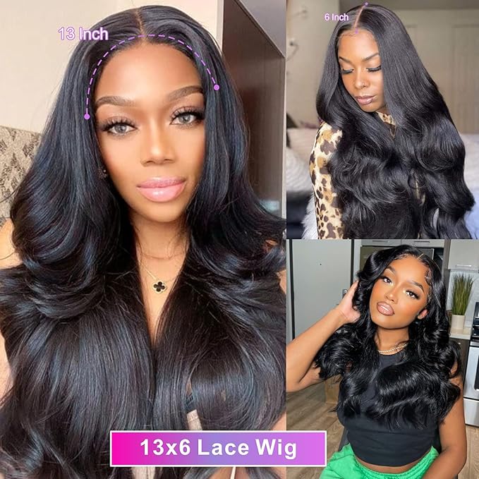Aicrelery 30 Inch 13x6 Lace Front Wigs Human Hair Body Wave 13x6 HD Lace Frontal Wigs for Women Pre Plucked With Baby Hair 180 Density Glueless Body Wave Frontal Wig Free Part Natural Color