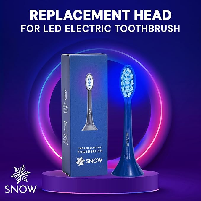 Snow Replacement Head for LED Electric Toothbrush - Replacement Head with Soft Bristles - Blue LED Light & Sonic Technology for Whitening Teeth - Easy Replacement Heads for Rechargeable Toothbrush