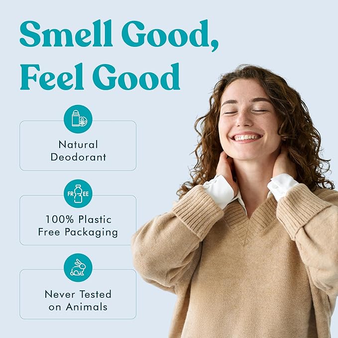 Vibe Aluminum Free Natural Deodorant for Women and Men - Long Lasting Odor Control with Organic Coconut Oil and Beeswax for Sensitive Skin, No Baking Soda or Parabens, Plastic Free (Jasmine)