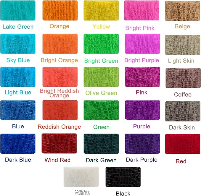 BQTQ 108 Rolls Self Adhesive Bandage 1 Inch Colored Self Stick Athletic Wrap Tape Self Adherent Stretch Bandages for Wrist Ankle Swelling Sprains (Rich Color)