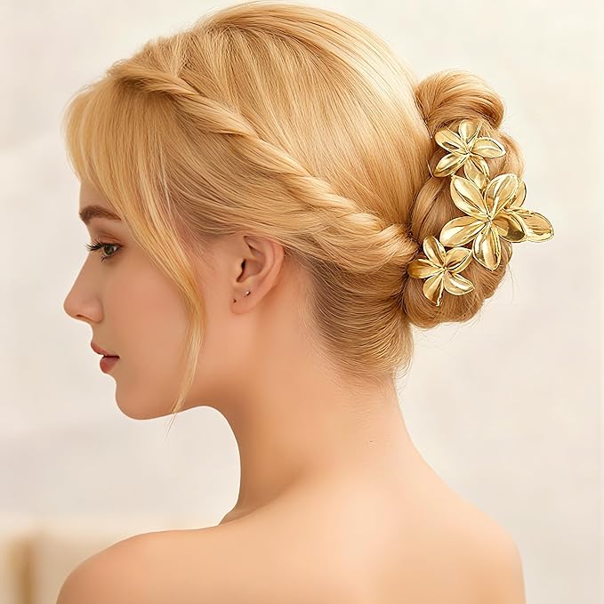 Gold Hair Clips for Women Big Flower Hair Clips for Thick Heavy Hair Fashion Styling Accessories Gifts Holiday