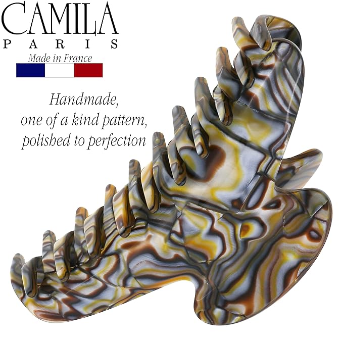 Camila Paris CP3036 French Hair Clip for Thick, Long, Curly & Wavy Hair - Handmade Onyx, Girls' Big Claw Clip, Strong Hold