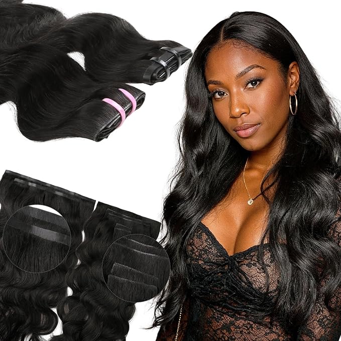 Lashey Invisi Edge & Seamless Clip in Hair Extensions Human Hair, 18 Inch 110g 7pcs(5pcs Invisi Edge& 2pcs Seamless) Real Virgin Human Hair Extensions, Natural Black Body Wave Hair