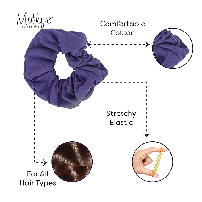 Jumbo Cotton Scrunchie Hair Tie - Purple