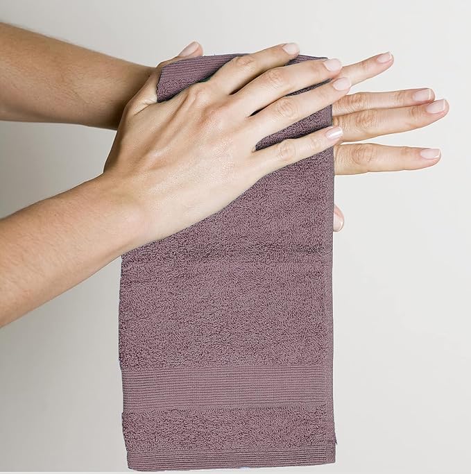 Premium Wash Cloths Pack of 12 (13" x 13") 100% Ring Spun Cotton | Luxury Washcloths | Ultra Soft Face Towels | Highly Absorbent Wash Cloths for face (Purple Ash)