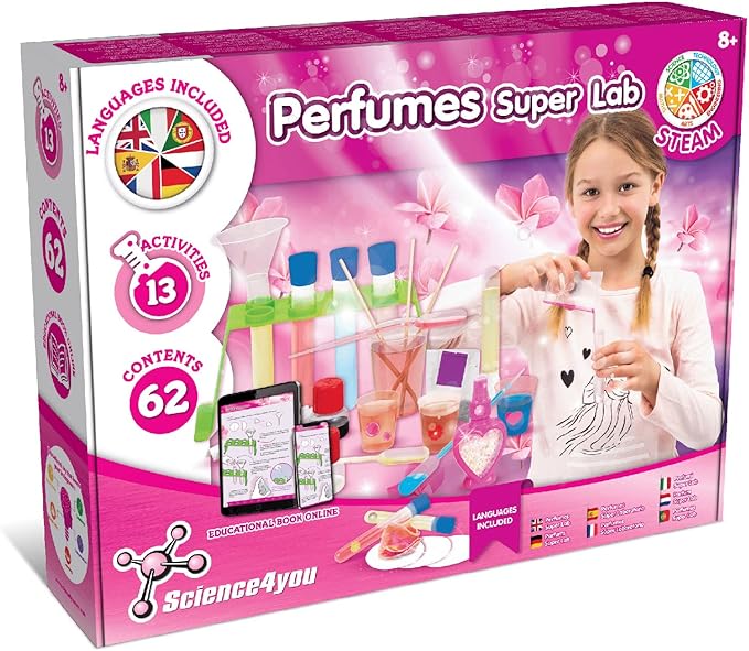 Science4you Super Perfume Making Kit for Kids 8+ Years Old - Make Your Own Perfumes for Girls + 13 DIY Crafts for Kids, Toys, Games and Gifts for Girls Age 8 9 10 11 12+