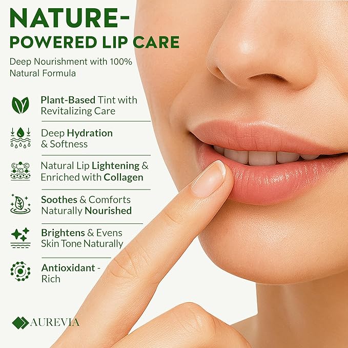 Ayurvedic Vegan Lip Brightening Balm for Dark & Smokers' Lips | Deeply Hydrating, Moisturizing & Rich- Antioxidants Botanical Lip Care
