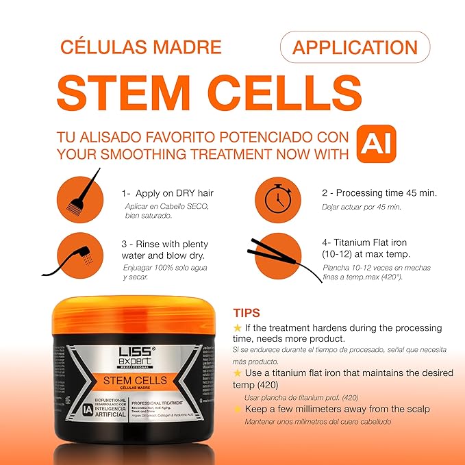 Liss Expert Stem Cells Smoothing Treatment 16 oz (LONG HAIR ) and Magic AI Mask, 8.45 oz Set Hyaluronic Acid, Collagen, Argan Oil, Keratin and Stem Cells plus our DIVINE OIL