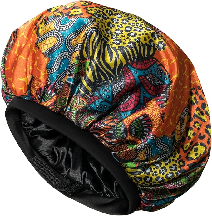 CAPLORD Double Sided Satin Bonnet for Sleeping - Adjustable Silk Sleep Cap for Women and Men