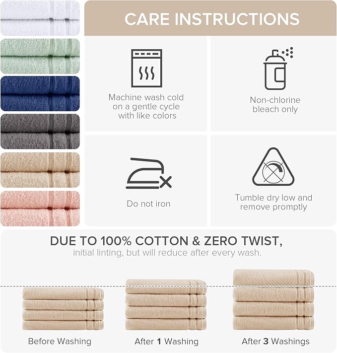 Comfort Spaces Extra Large Bath Towel Set of 4 Piece 30x60 Bath Sheet Set Shower Towel Beach Towel 100% Cotton Bathroom Towel Set Quick Dry Oversized Highly Absorbent Soft 400GSM Beige Tan Dual Layer