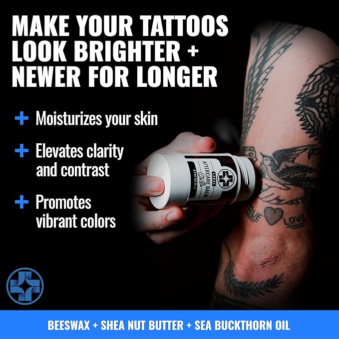 Saniderm Original Tattoo Aftercare Balm - Large (2.2 oz) – Petroleum-Free, Fragrance-Free Natural Tattoo Moisturizer Made with Hydrating Shea Butter – Heals New Tattoos, Rejuvenates Old Tattoos