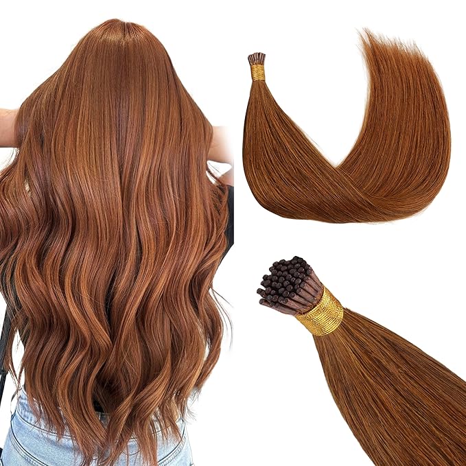 GOO GOO I Tip Hair Extensions - Real Human Hair, 20inch 50g, Cold Fusion, Invisible Remy, 350 Copper