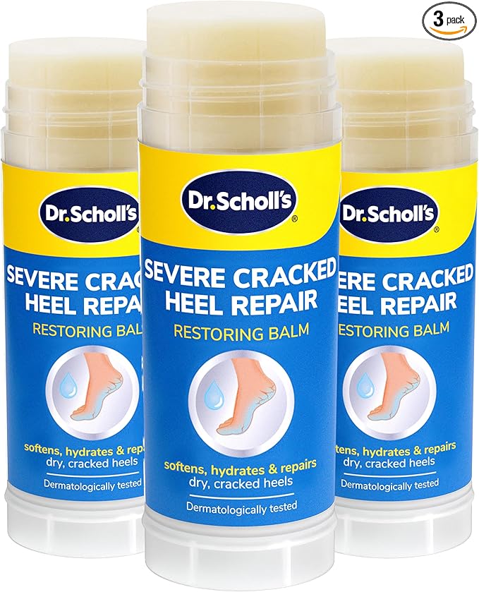 Dr. Scholl's Severe Cracked Heel Repair Restoring Balm 2.5oz, with 25% Urea for Dry, Cracked Feet, Heals and Moisturizes for Healthy Feet, Epsom Salt Soothes, Safe for Diabetics, 3-pack