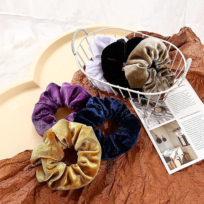 Velvet Scrunchies with Zippers Pocket, 8 Pcs Velvet Soft Hair Ties, Hidden Pocket Hair Scrunchies Accessories for Women Girls, Ponytail Holder Secret Compartment Items (Multicolor)
