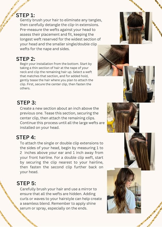 Remy Cuticle Intact Double Drawn Real Human Hair Seamless-Invisible Clip Deep Wave Curl Extentions #T2P2/8 Dark Chocolate Brown with Golden Blonde 22 inch 120g 8 pcs