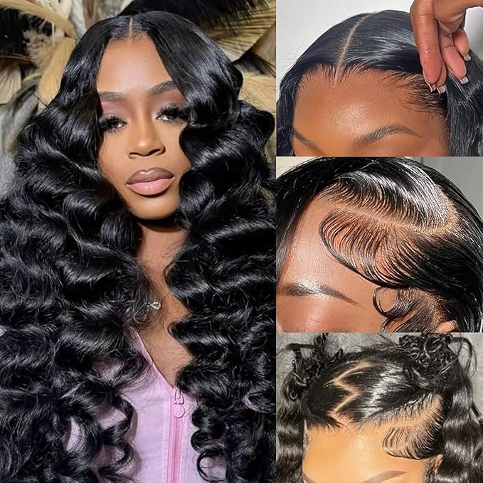 Loose Wave Lace Front Wigs Human Hair 220% Density Human Hair Wig Loose Wave 13x4 HD Transparent Loose Deep Wave Lace Frontal Wigs 15A Glueless Wigs Human Hair Pre Plucked for Women 18 Inch