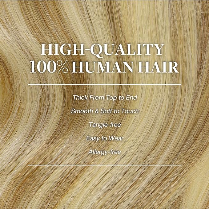 GOO GOO Clip in Hair Extensions Real Human Hair, Remy Human Hair Extensions Clip ins for Women, Natural Human Hair, 20inch 160g 7Pcs, #16/22 Light Blonde Highlighted Golden Blonde