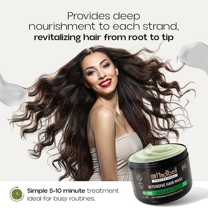 Hydrating Argan Oil Hair Mask and Deep Conditioner for Dry, Frizzy or Curly Hair, Deep Repair for Damaged Hair, Restores Shine & Strength Hair Care Treatment for Woman & Men 13.1 oz