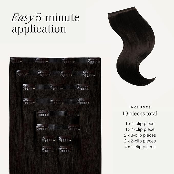 Luxy 100% Remy Human Hair - Seamless Clip-In Hair Extensions - Multi-Dimensional Color for Natural Blending, Adds Volume & Length 240 grams 24" Mocha Brown Seamless