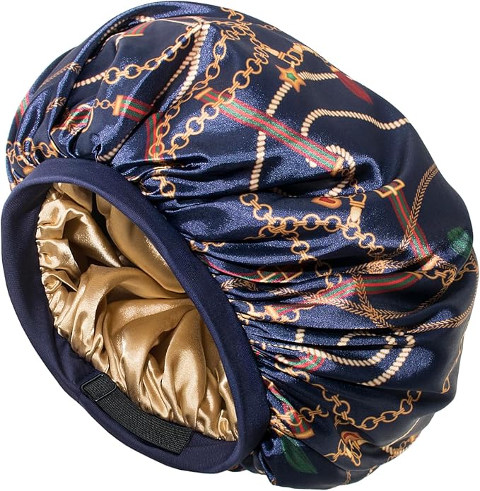 CAPLORD Double Sided Satin Bonnet for Sleeping - Adjustable Silk Sleep Cap for Women and Men
