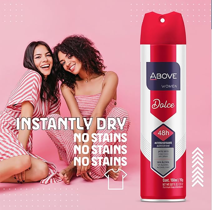 ABOVE 48 Hours Antiperspirant Deodorant, Dolce Vita, 3.17 oz - Dry Spray Deodorant for Women - Notes of Apples and Berries - Antiperspirant Spray