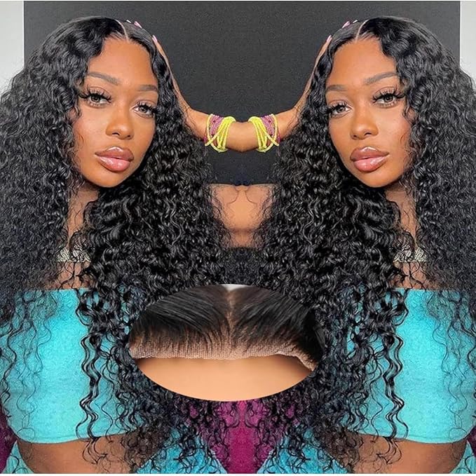 Wear and Go Glueless Wigs Human Pre Cut 200% Density Water Wave 5x5 HD Lace Closure Wigs Human Hair with Baby Hair Pre Plucked Natural Hairline Wet and Wavy Wig for Women 24 Inch