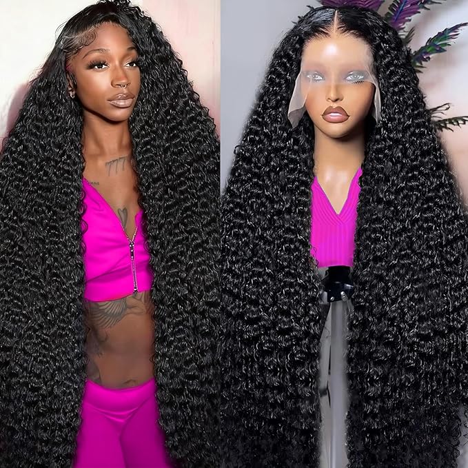 30 Inch Lace Front Wigs Human Hair Deep Wave 200% Density 13x4 HD Full Lace Frontal Wigs Human Hair 12A Pre Plucked Deep Wave Frontal Wig for Women Glueless Wigs Human Hair Natural Hairline