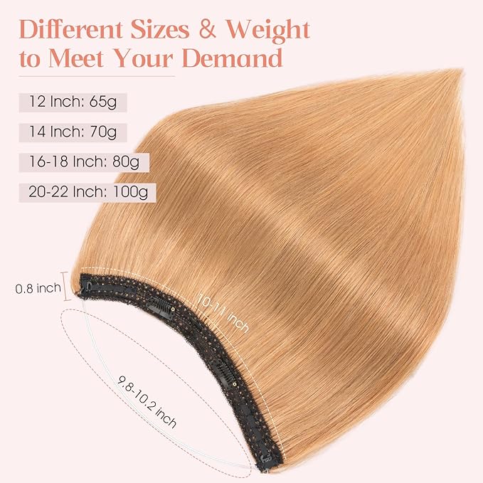 Hairro Wire Hair Extensions Human Hair, Fish Line Invisible Adjustable & Clips in Extensions Straight, 100% Real Hairpieces Seamless Blending for Women, 12 Inch 65g Dark Blonde