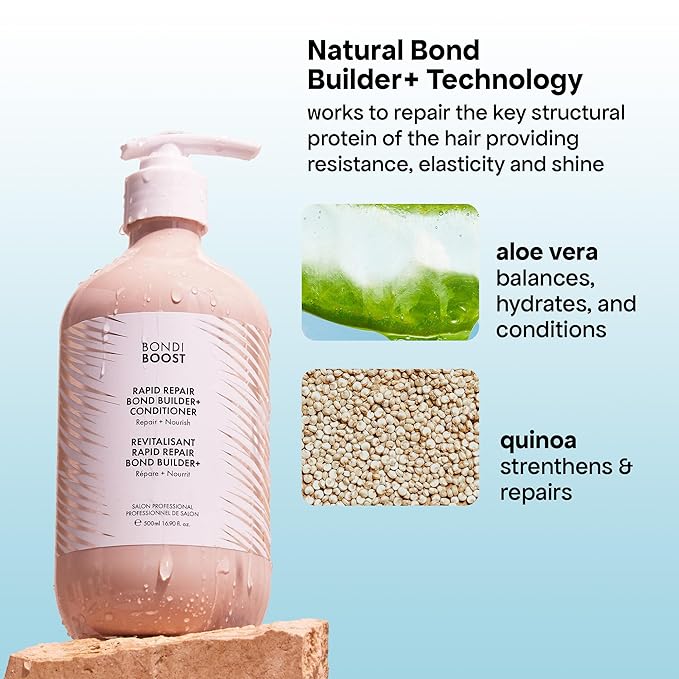 BONDIBOOST Rapid Repair Bond Builder + Conditioner for Damaged Hair [16.90 fl oz], Strengthen + Hydrate + Restores Hair Health with Deep Conditioning Treatment