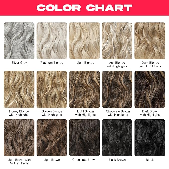 Hair Extensions, 14" Short Clip in Hair Extensions 4PCS Beach Wave Blonde Natural Soft Synthetic Hairpiece for Women - Light Brown with Highlights