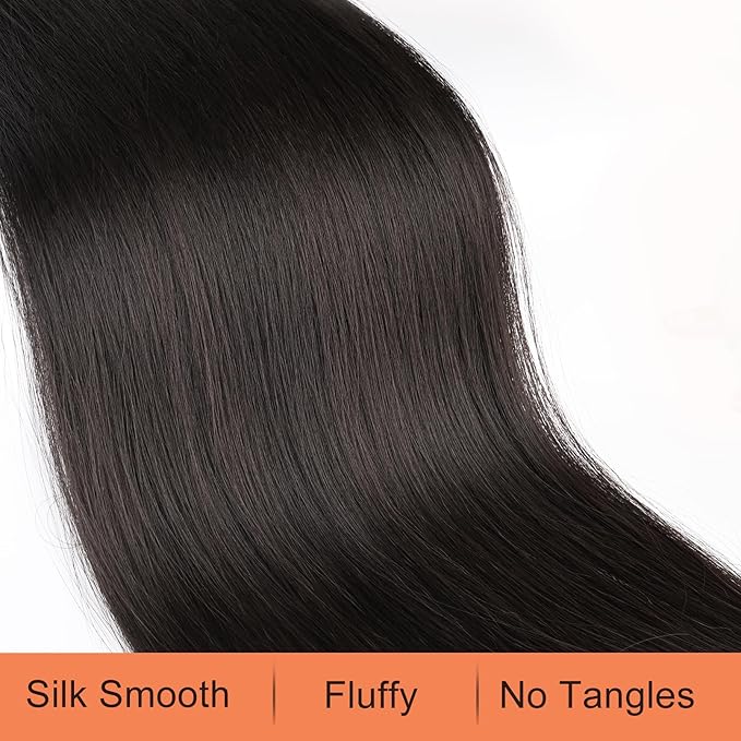 SEIKEA Ponytail Extensions Drawstring Long Straight Fake Pony Tail Natural Soft Clip in Hair Extension Synthetic Heat Resistant Hairpiece 20 Inch Black Brown