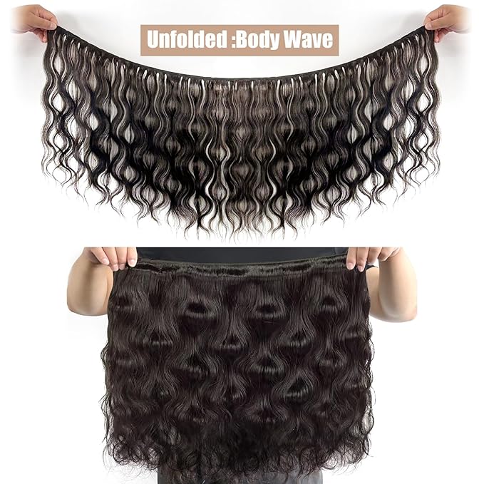 Lynch 15A Body Wave Bundles Human Hair, 22 24 26+20 Inch 5x5 HD Lace Closure, Real 100% Unprocessed Cambodian Raw Virgin Human Hair 3 Bundles with Closure, 105g/Bundle Natural Black For Woman