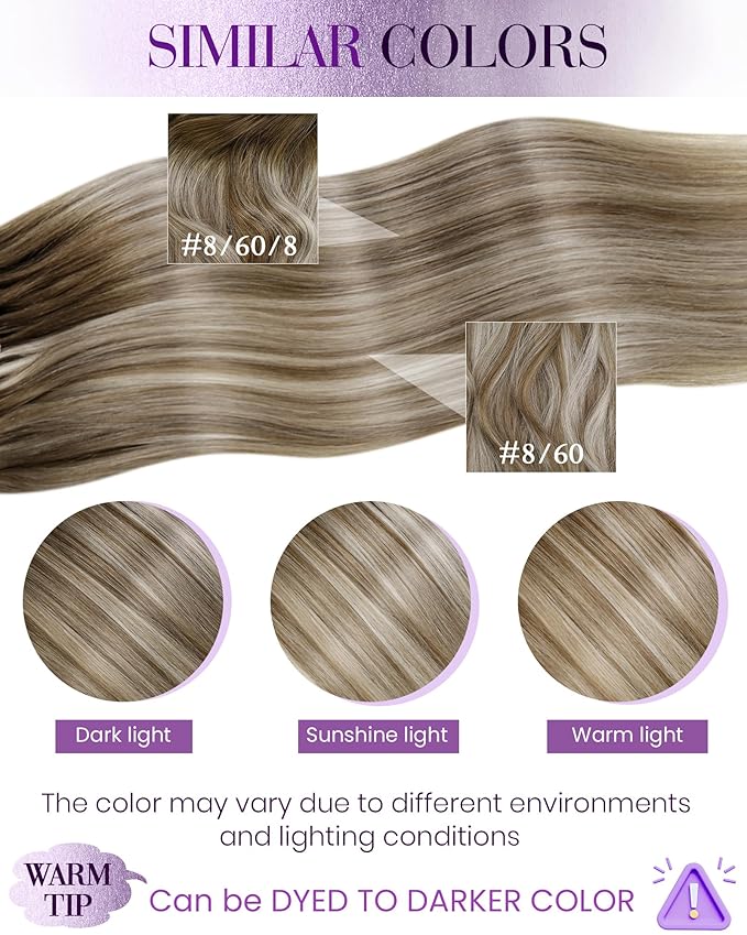 LaaVoo Micro Link Hair Extensions Human Hair Blonde Highlighted Light Blonde Microbeads Hair Extensions Straight Hair 18in 50g/50s