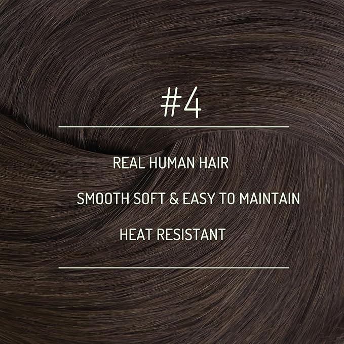 RUNATURE Real Hair Extensions Clip in Human Hair Extensions, Thick Remy Natural Hair for Women, Add Hair Volume, Easy to Install, 16 Inch 120g 7pcs #4 Chocolate Brown
