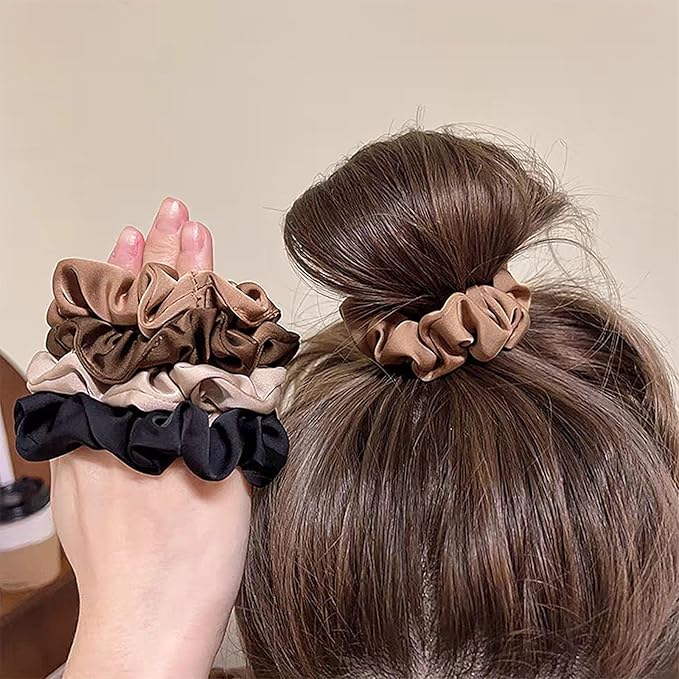 12 Pcs Satin Silk Scrunchies – Soft Hair Ties for Women & Girls, Thick Elastic Ponytail Holders, Hair Bands & Wrist Bracelets, Assorted Colors Scrunchies Hair Ties Silk Satin Scrunchy Hair Accessories