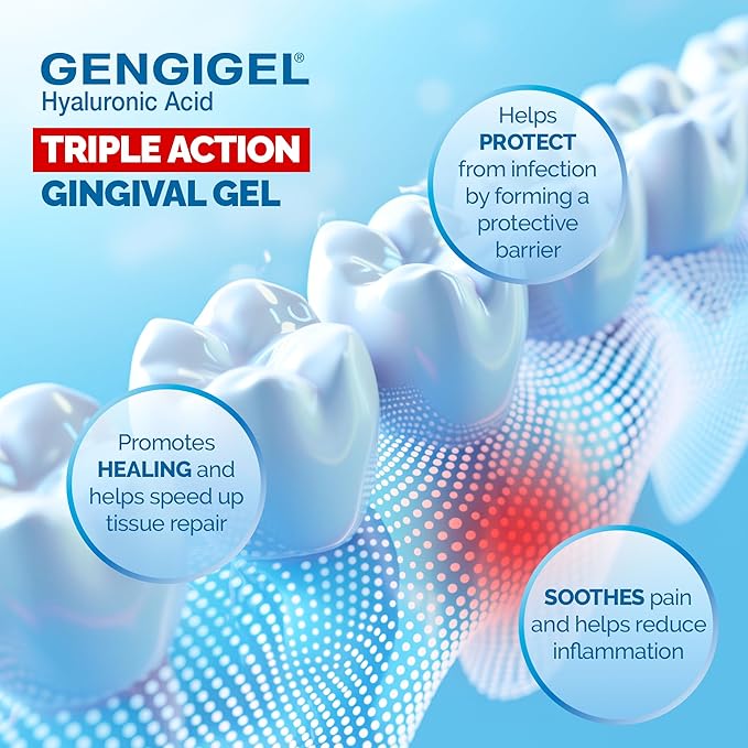 Gengigel Hyaluronic Acid Oral Gel for Mouth & Gum Discomfort (20ml), Soothes Irritation, Promotes Natural Healing & Protects Delicate Oral Tissue, No Paraben or SLS, Vegan & Kosher