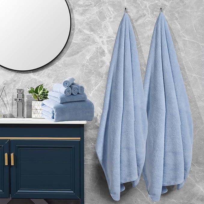 Ultra Soft Bath Towels Extra Large 35x70 Inches, 4 Pcs Bath Sheets 600 GSM Quick Dry Bathroom Towels Set for Hotel Camping Swim, Absorbent Oversized Shower Towels Blue