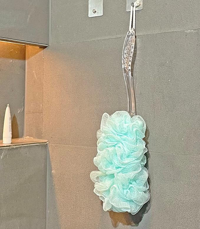 Loofah Back Scrubber for Shower,Long Handle Bath Body Brush Soft Nylon Mesh Loofah Sponge On a Stick,Exfoliating Scrub Cleaning Luffa for Elderly for Men Women(2-Pack,Green)