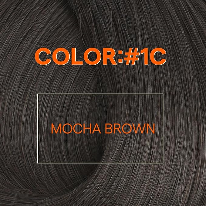 Full Shine Weft Hair Extensions Human Hair Sew In Extensions Real Human Hair Color #1C Mocha Brown Invisible Weft Extensions For Women 18 Inch 105G