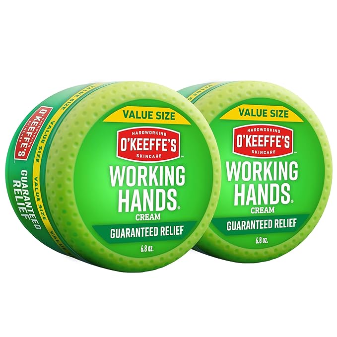 O'Keeffe's Working Hands Hand Cream for Extreme Dryness - 6.8 oz Value Size Jar (2 Pack) - Repairing Skincare for Cracked, Dry Hands