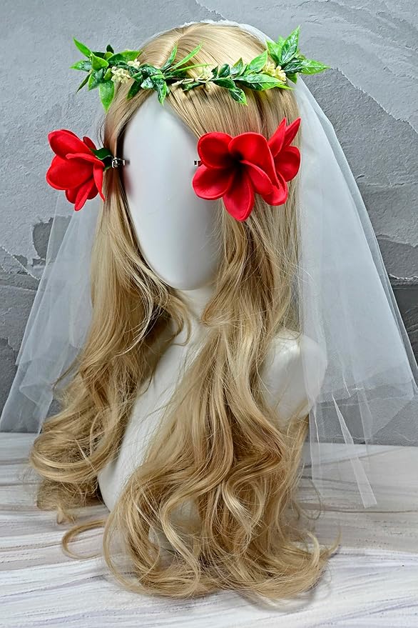 Pack of 2 Real Touch Flowers Hawaiian Flower Hair Clips Plumeria Hibiscus Hair Clips Handmade Hair Accessories for Beach Wedding Bridal Party Mother's Day Women Girls Holiday Gifts (c-818, 2pcs)