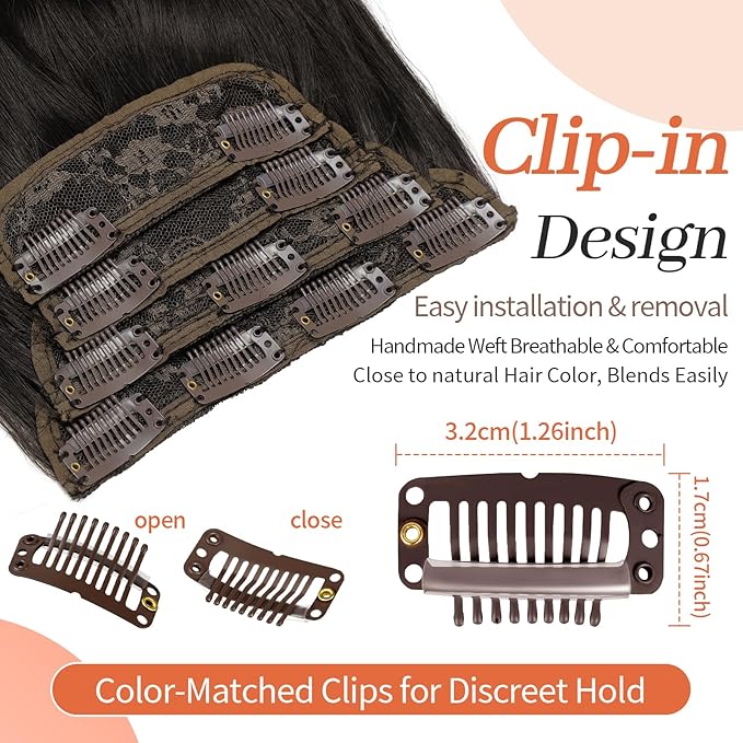 Kookastyle Clip in Hair Extensions, Natural Long Layered Soft Invisible Synthetic Curly Hairpieces for Women,4 pcs(20 Inch,Dark Brown)