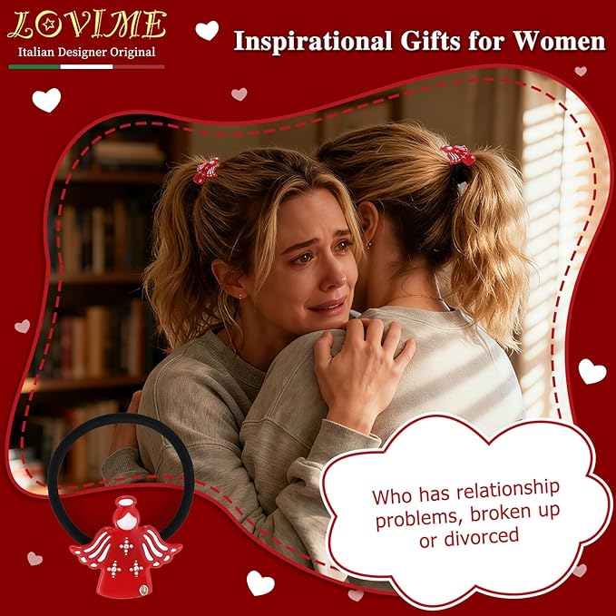 Inspirational Gifts for Women Girls "Guardian Angel" Premium Acetate French Hair Ties, Unique Cute Birthday Gifts, Christmas Wishing Well Anxiety Relief Christian Gifts With Gift Box