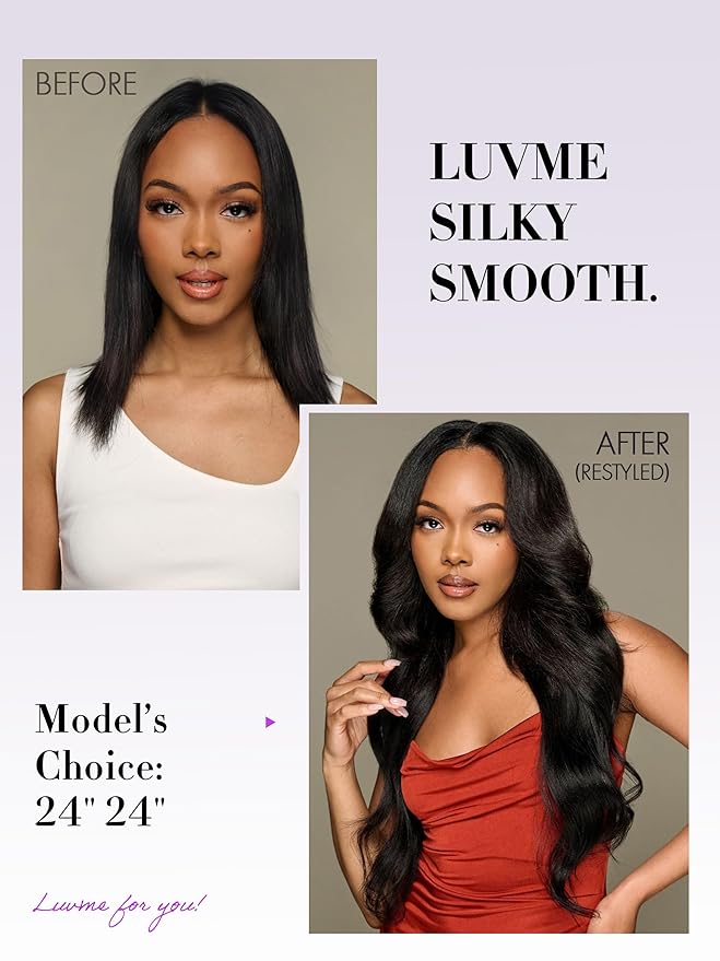 LUVME Seamless Clip in Hair Extensions Human Hair 135g 7pcs Yaki Straight Clip in Hair Extensions Human Hair 24 Inch Natual Black Extensions Clip ins Hair