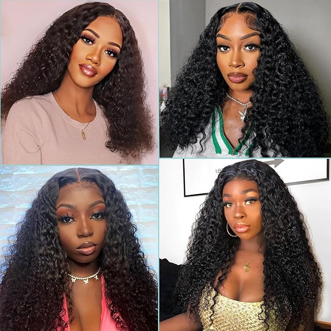 Water Wave Human Hair Bundles 10A Brazilian 20 22 24 26 Inch Curly Bundles Human Hair 100% Unprocessed Wet and Wavy Hair for Women Full and Thick Natural Black