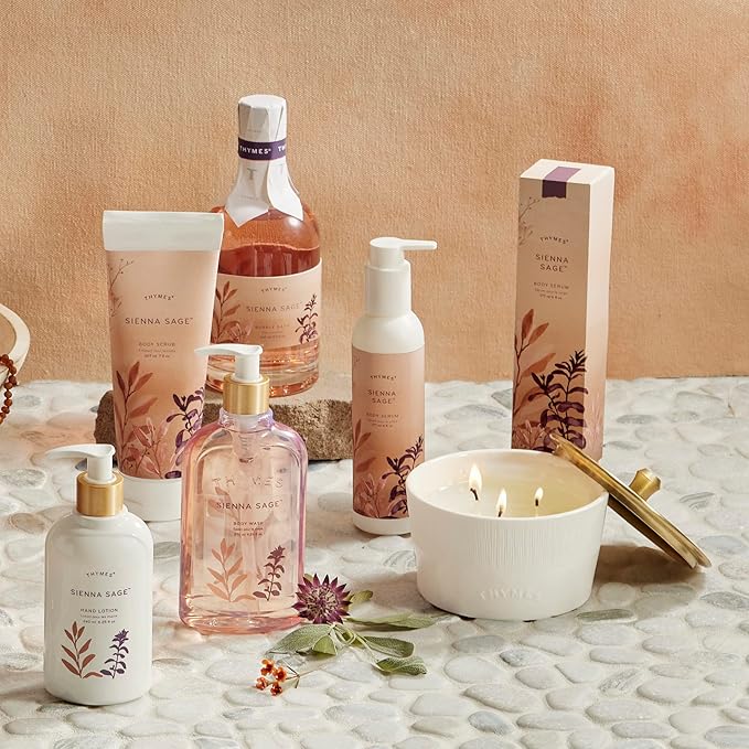 Thymes Sienna Sage Body Scrub - Body Exfoliator for Skin Care Routine - Moisturizing and Exfoliating Body Scrub, Face Scrub, Foot Scrub (7 Fl oz)