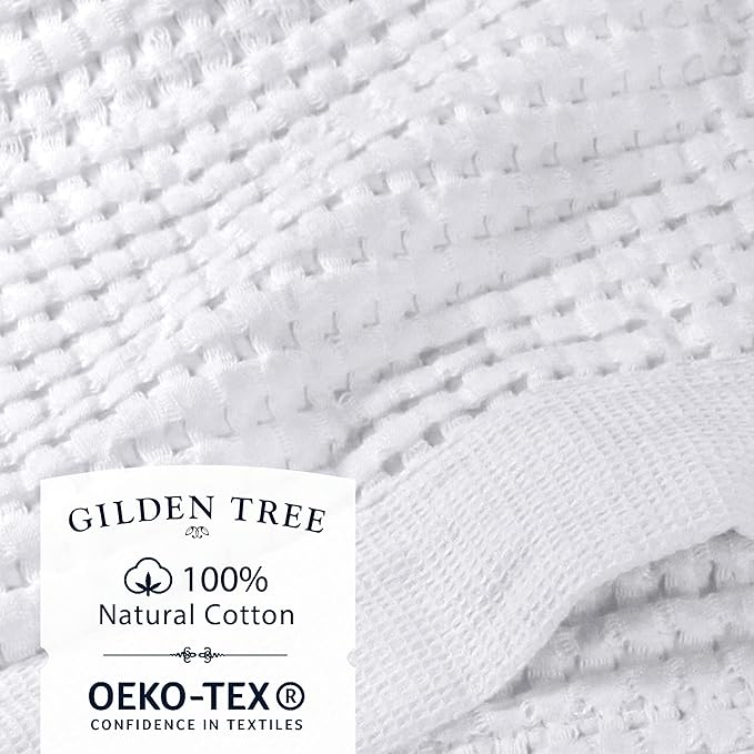 GILDEN TREE Waffle Towel Set Quick Dry Thin | 2 Bath Towels | 2 Hand Towels | 2 Washcloths, Modern Style (White)
