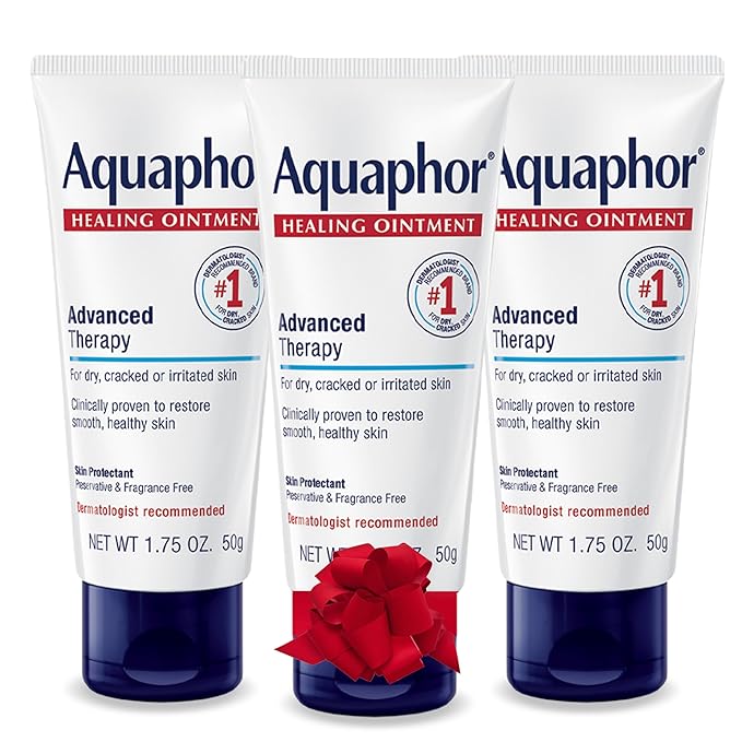 Aquaphor Advanced Therapy Healing Ointment, Hypoallergenic, Fragrance Free Body Moisturizer for Dry Skin and Minor Wound Care, Travel Size Skin Care Set for Holiday Gifts, 1.75 Oz Tube, Pack of 3