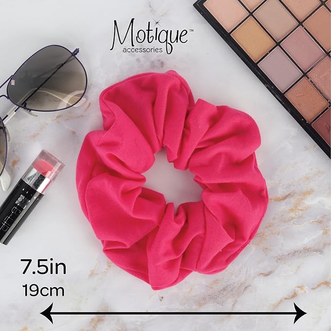 Jumbo Cotton Scrunchie Hair Tie - Hot Pink
